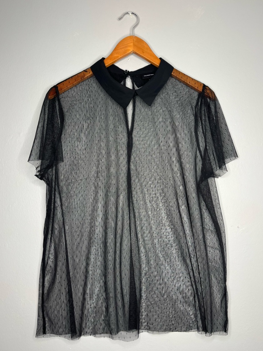 Who What Wear Black Sheer Blouse w Collar AA